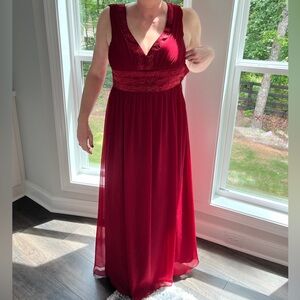 Red David’s Bridal dress
